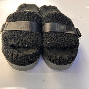 UGG Black Fluffita Slides